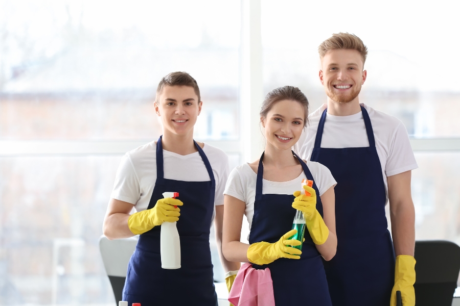 Team of Janitors Cleaning